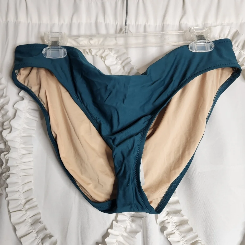 New J. Crew Bikini Bottoms Swim B6804 Teal Green Blue Sz XL